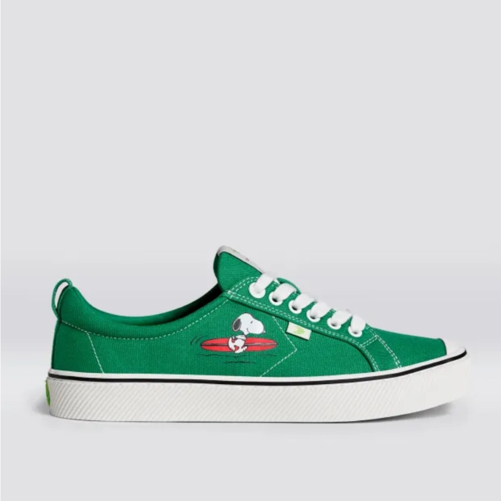 Cariama x Peanuts Low Surf Green Canvas Sneakers